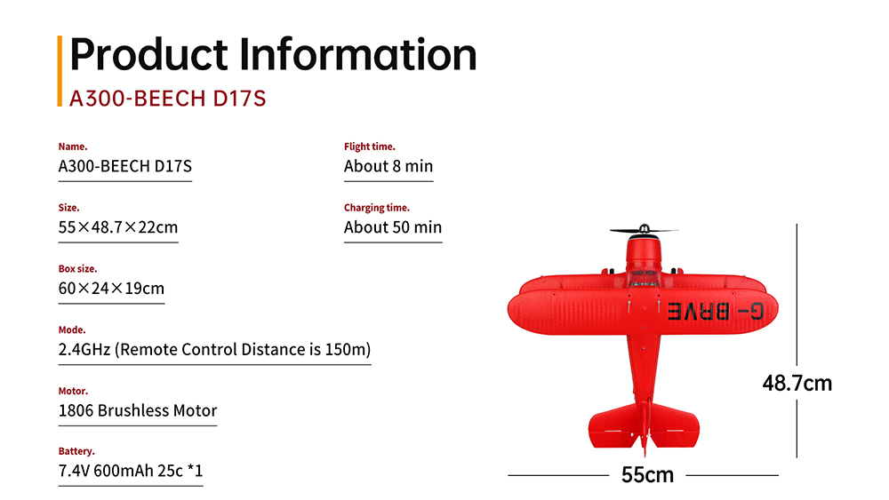 XK-A300-Beech-D17S-Spannweite-550mm-24GHz-4CH-3D--6G-System-EPP-Starrfluumlgel-RC-Flugzeug-Biplane-R-2001214-12